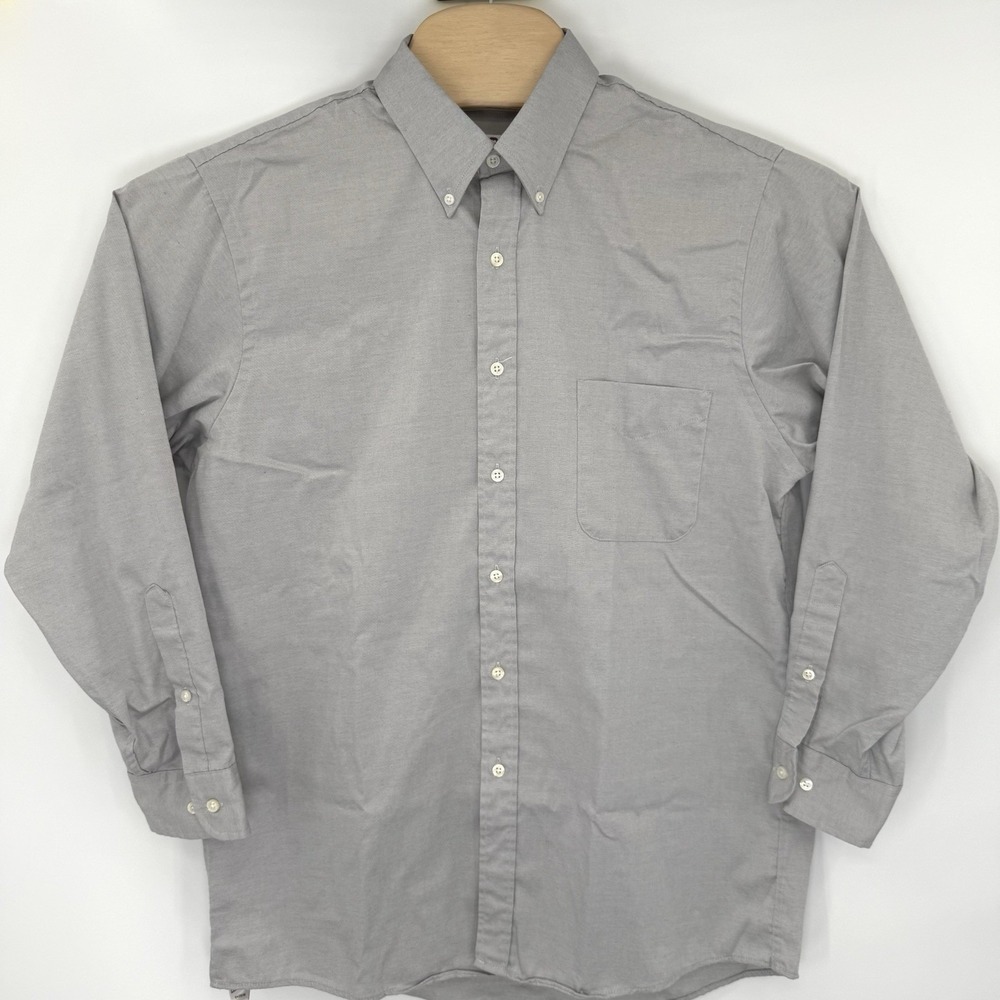 Etienne Aigner Shirt Men 16 32/33 Gray Oxford Button Down Long Sleeve Cotton Mix